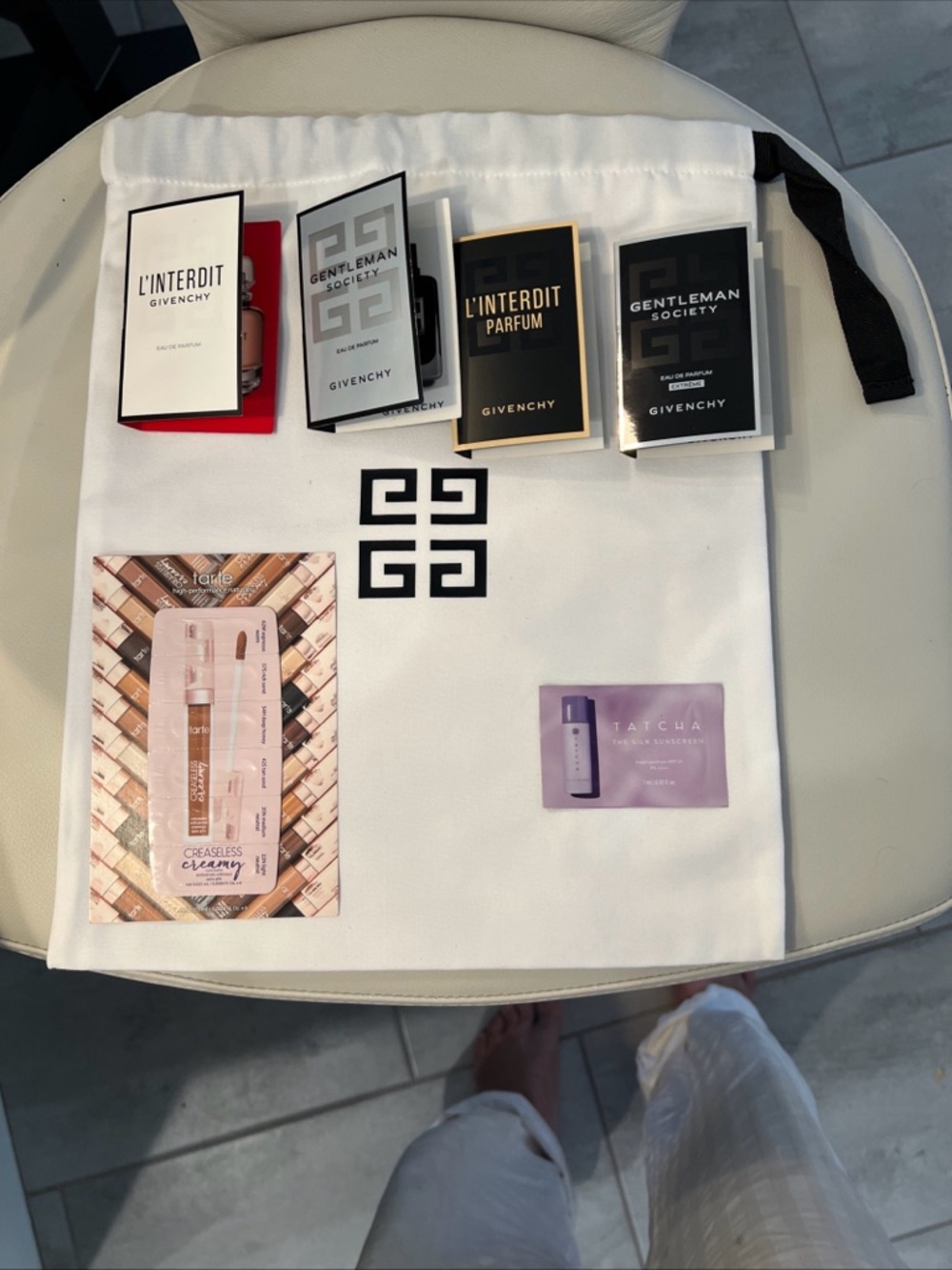 New GIVENCHY large Drawstring Dust Bag White Pouch Storage 12x14” With Samples